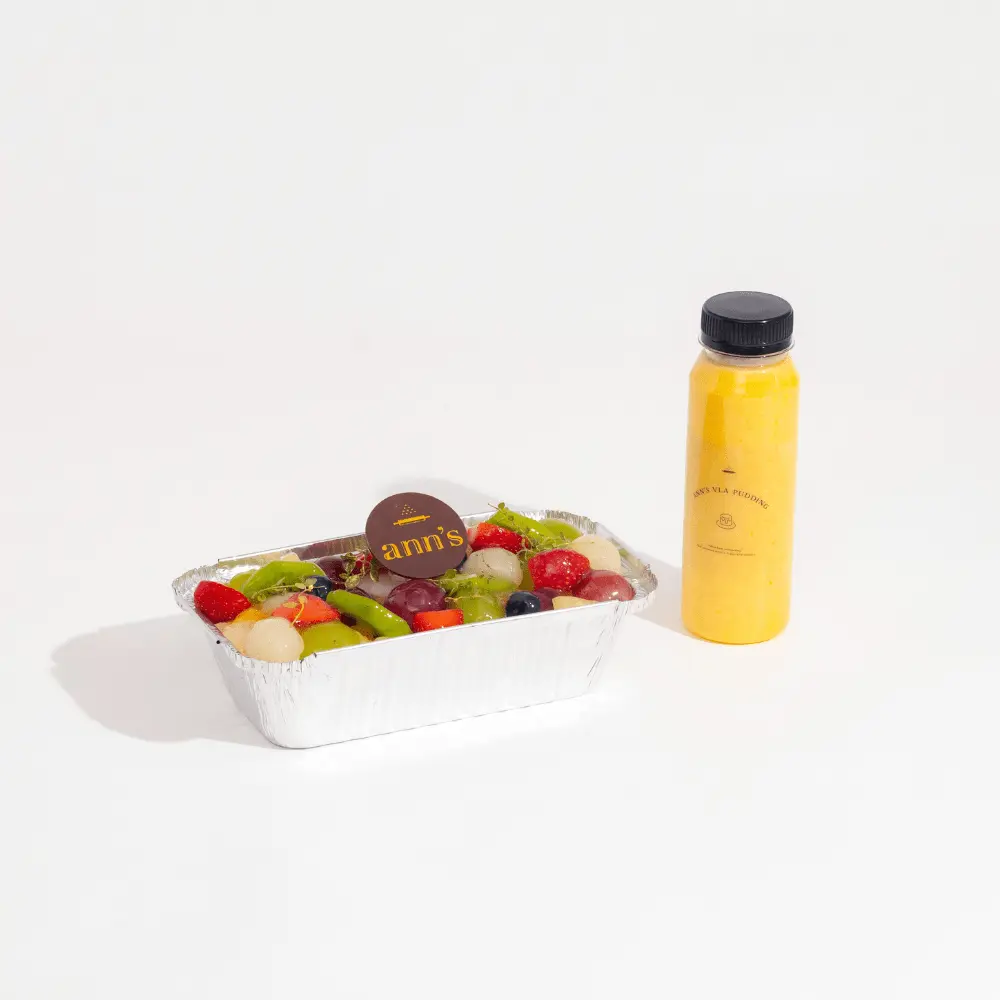 Milky Fruit & Almond Pudding with Mango Sauce 