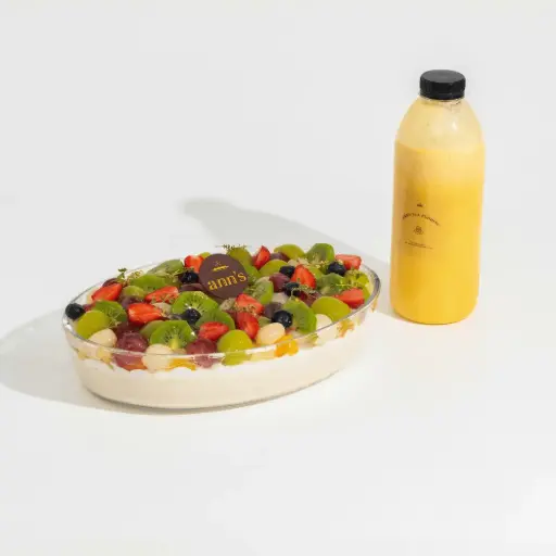 Milky Fruit & Almond Pudding with Mango Sauce 